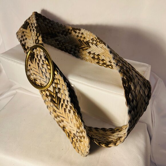 Braided Belt-Women's Size Small-2 1/2" wide-Bronze/Tan mix-Casual-Lightweight - Picture 3 of 13